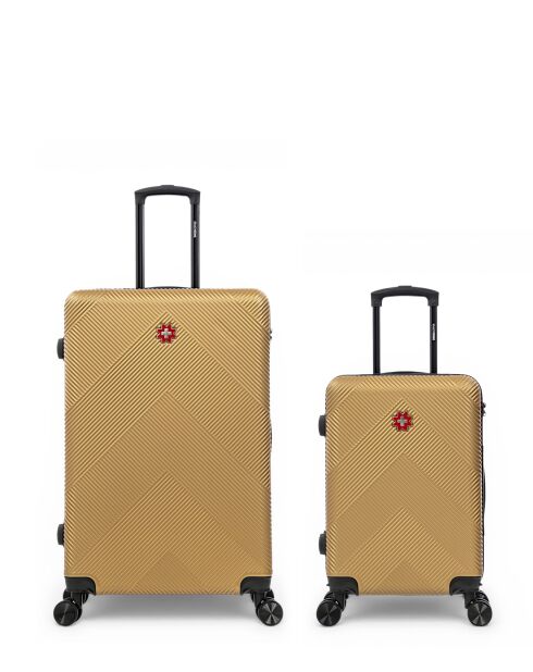 Set de 2 maletas grandes y cabina Olten de color beige - 76,5x49x29,5 cm