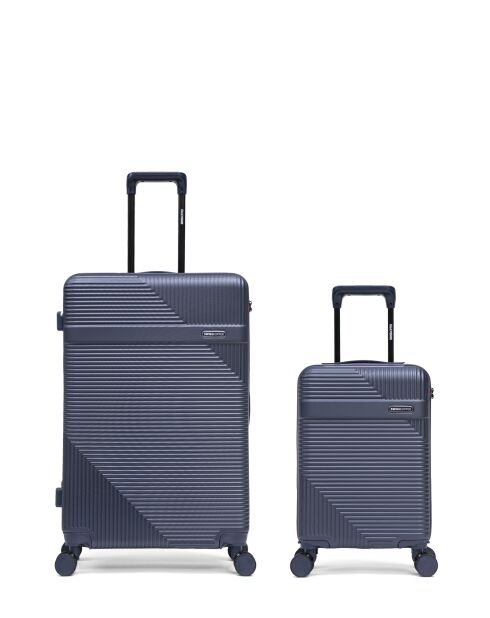 Set de 2 maletas grandes y cabina XS Wohlen azul oscuro - 75x47,5x29 cm