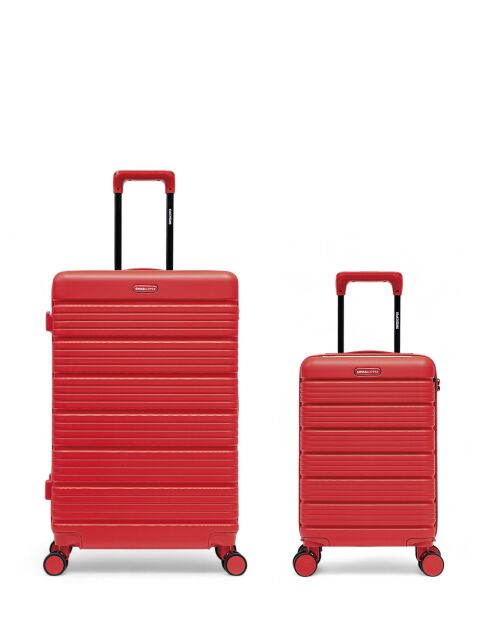 Set van 2 grote koffers en cabine XS Lugano rood - 75x47,5x29 cm