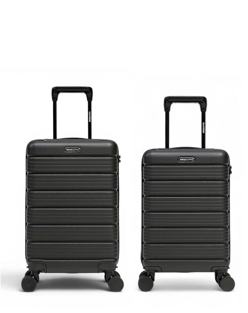 Set de 2 cabinas y maletas de cabina XS Lugano negras - 60x42,5x26 cm