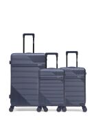 Set de 3 maletas grandes, cabina y cabina XS Wohlen azul oscuro - 75 x 47,5 x 29 cm