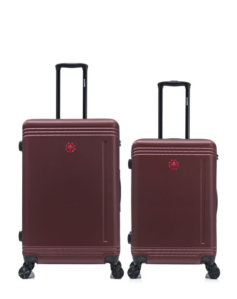 Set van 2 Burgundy Gstaad weekendkoffers en grote koffers - 75x49x29 cm