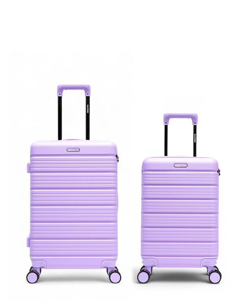 Set de 2 maletas Lugano moradas para fin de semana y cabina, 65 x 42,5 x 26 cm