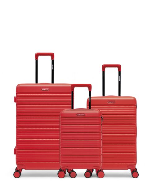 Set van 3 grote koffers, weekend en cabine XS Lugano rood - 75x47,5x29 cm