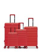 Set van 4 grote koffers, weekend, cabine en cabine XS Lugano rood - 75x47,5x29 cm