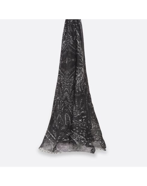 Etole en modal et soie Thesee Mini noire - 70x180 cm