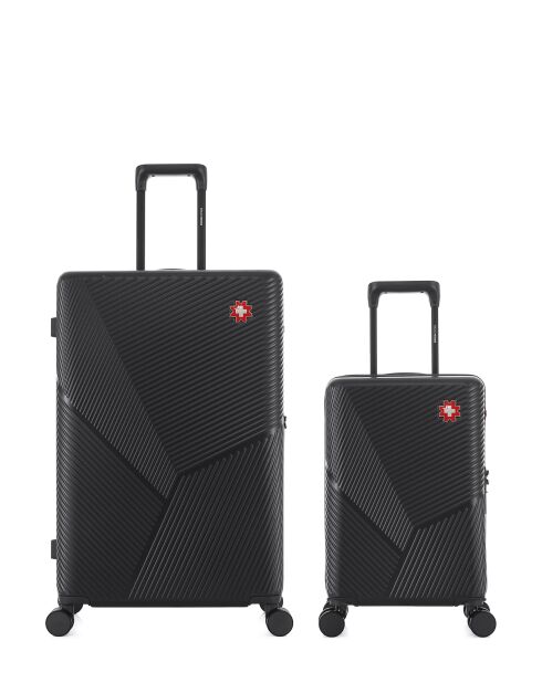 Set aus 2 großen Koffern und Kabine XS Fribourg schwarz - 75x47,5x29 cm