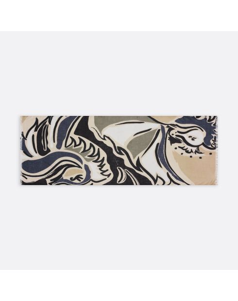 Etole en modal et soie Marin beige café - 70x180 cm