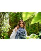 Quadrato Idaya in cotone blu scuro - 130x130 cm
