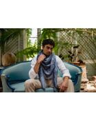 Quadrato Idaya in cotone blu scuro - 130x130 cm