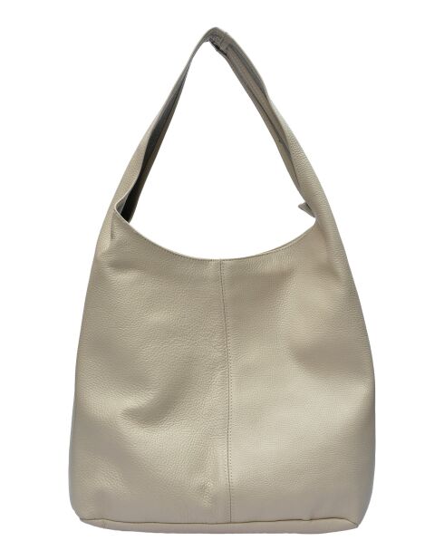 Borsa hobo TSBV 57 in pelle beige - 32x43x15 cm