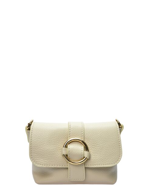 Bandolera SBV 77 de piel beige - 10,5x15x6,5 cm
