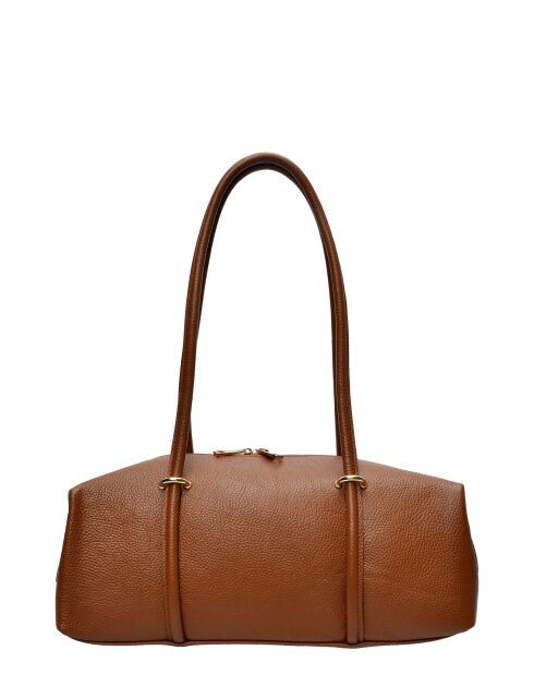 Qwstion Schultertasche aus cognacfarbenem Leder - 14x38x12,5 cm