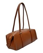Qwstion Schultertasche aus cognacfarbenem Leder - 14x38x12,5 cm