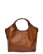 Clio Goldbrenner Schultertasche aus Leder in Cognac - 24x40x14,5 cm