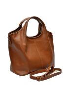 Clio Goldbrenner Schultertasche aus Leder in Cognac - 24x40x14,5 cm