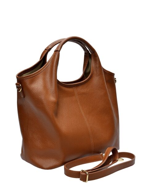 Clio Goldbrenner Schultertasche aus Leder in Cognac - 24x40x14,5 cm