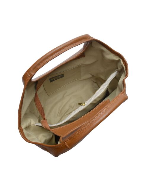 Clio Goldbrenner Schultertasche aus Leder in Cognac - 24x40x14,5 cm