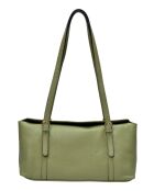 Pistachegroene Mlouye leren schoudertas - 16x31x9 cm
