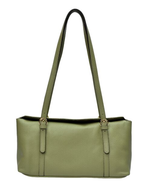 Pistachegroene Mlouye leren schoudertas - 16x31x9 cm