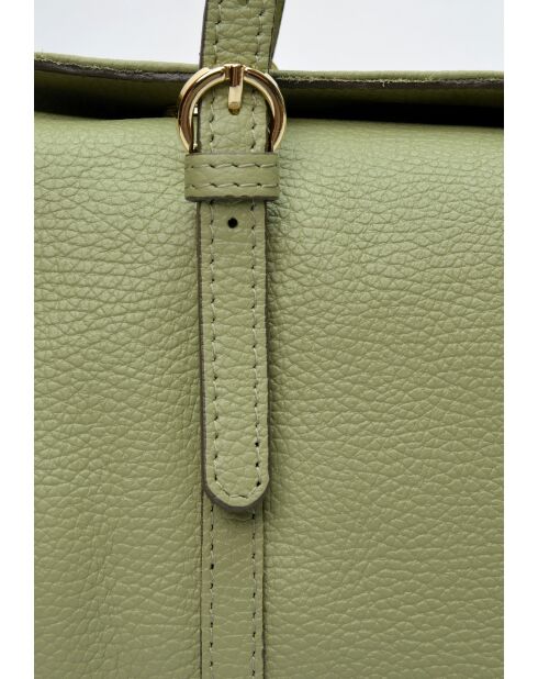 Pistachegroene Mlouye leren schoudertas - 16x31x9 cm