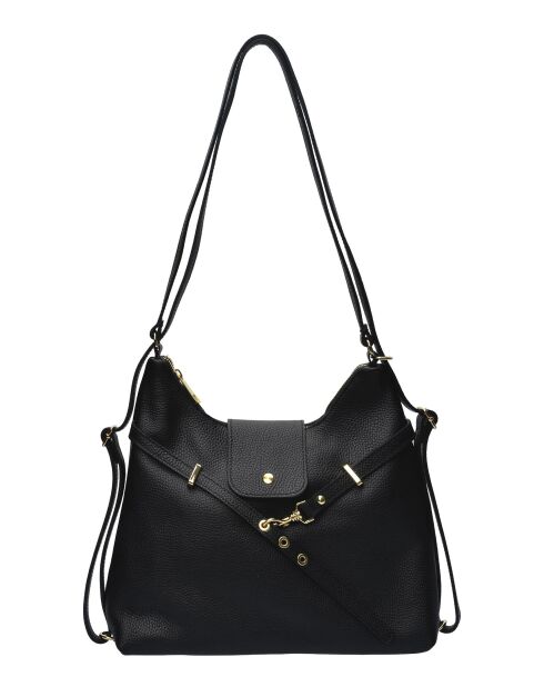 Bolso/mochila TSBV 50 de piel negra - 23,5x36x11 cm