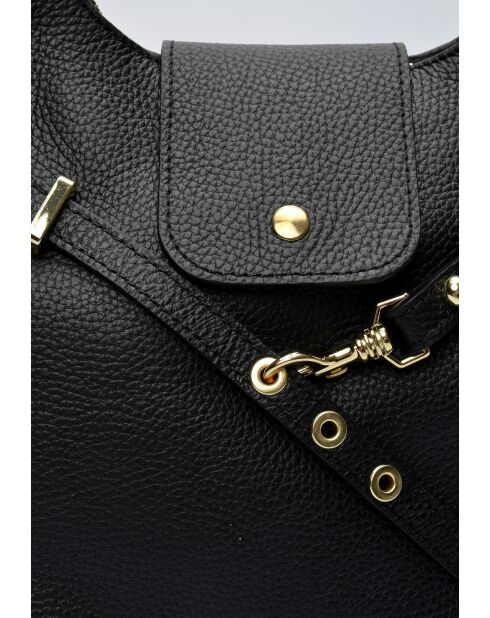 Bolso/mochila TSBV 50 de piel negra - 23,5x36x11 cm
