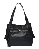 SBV 76 Hobo-Tasche aus schwarzem Leder - 28x38,5x7,5 cm