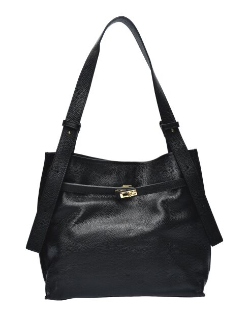 SBV 76 Hobo-Tasche aus schwarzem Leder - 28x38,5x7,5 cm