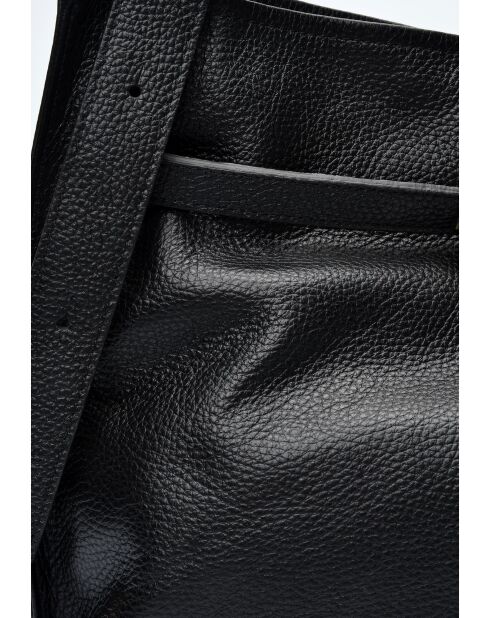 SBV 76 Hobo-Tasche aus schwarzem Leder - 28x38,5x7,5 cm