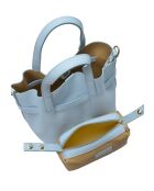 Borsa a mano Oahu in pelle celeste - 23x25,5x16,5 cm