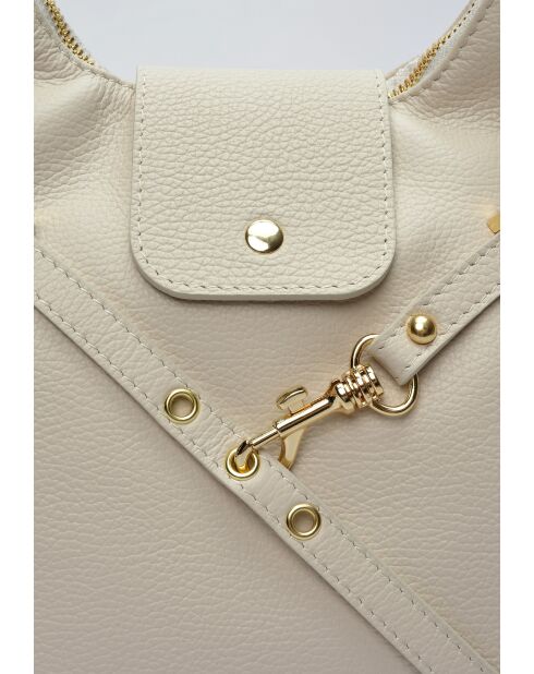 Sac bandoulière/sac à dos en cuir TSBV 50 beige - 23.5x36x11 cm