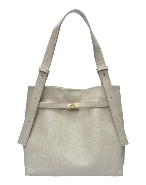 SBV 76 Hobo-Tasche aus beigefarbenem Leder - 28x38,5x7,5 cm