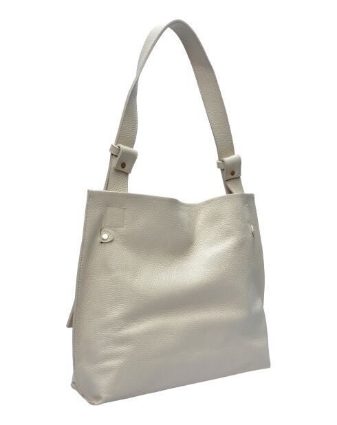 SBV 76 Hobo-Tasche aus beigefarbenem Leder - 28x38,5x7,5 cm
