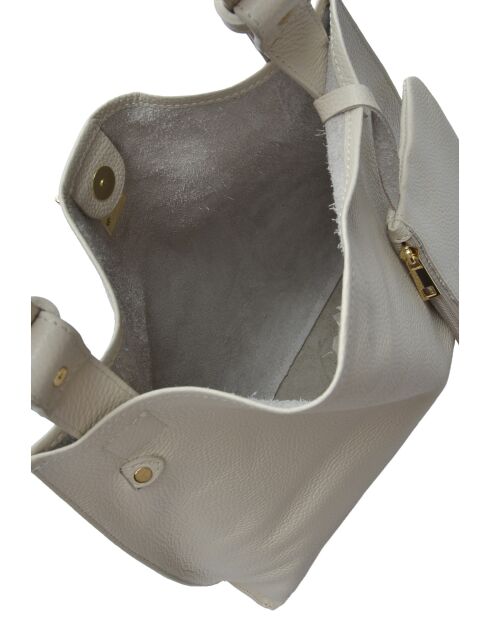 SBV 76 Hobo-Tasche aus beigefarbenem Leder - 28x38,5x7,5 cm