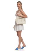 SBV 76 Hobo-Tasche aus beigefarbenem Leder - 28x38,5x7,5 cm
