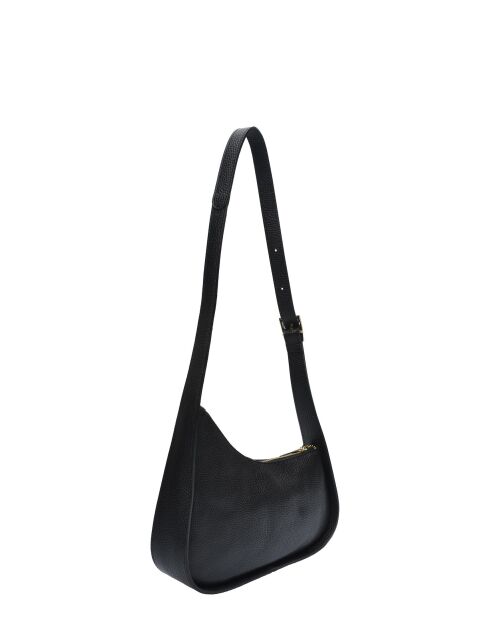 TSBV 53 Schultertasche aus schwarzem Leder - 13,5 x 27 x 4 cm