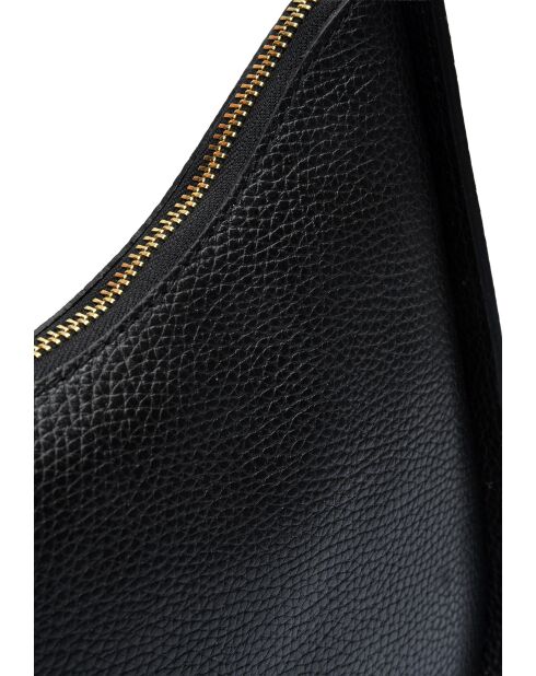 TSBV 53 Schultertasche aus schwarzem Leder - 13,5 x 27 x 4 cm