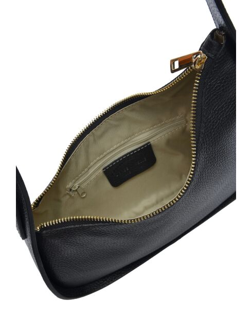 TSBV 53 Schultertasche aus schwarzem Leder - 13,5 x 27 x 4 cm