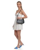 TSBV 53 Schultertasche aus schwarzem Leder - 13,5 x 27 x 4 cm