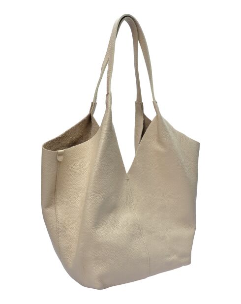 Beuteltasche Lupo Barcelona aus beigem Leder - 22x25x14 cm