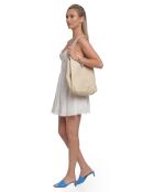 Beuteltasche Lupo Barcelona aus beigem Leder - 22x25x14 cm