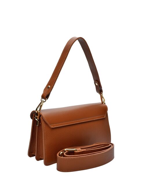 SBV 82 Schultertasche aus cognacfarbenem Leder - 14x25,5x9 cm