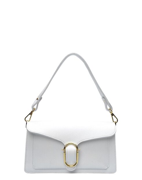 SBV 82 weiße Schultertasche aus Leder - 14x25,5x9 cm