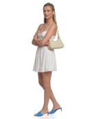 SBV 58 beigefarbene Lederhandtasche - 13x26x8 cm