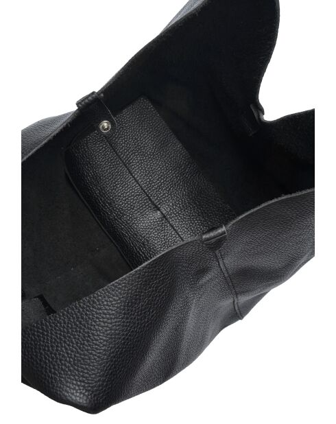 Sabrina Paris zwarte leren hobotas - 22x25x14 cm