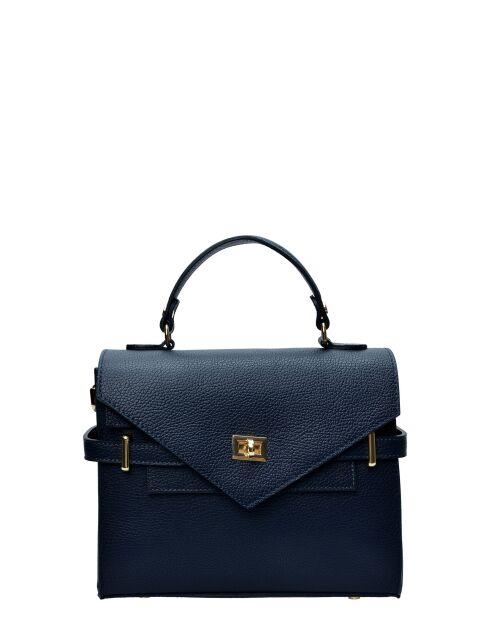 TSBV 56 dunkelblaue Lederhandtasche - 20x26,5x8,5 cm