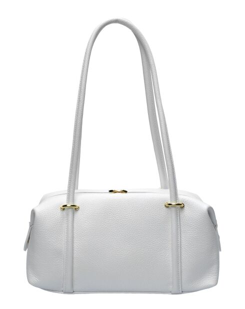 TSBV 51 weiße Schultertasche aus Leder - 13x30x12,5 cm