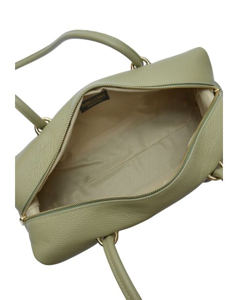 Matt & Nat pistachegroene leren schoudertas - 14x38x12,5 cm