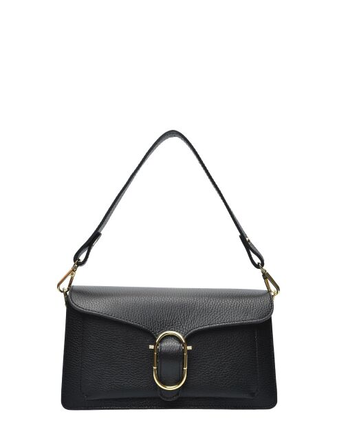 SBV 82 Schultertasche aus schwarzem Leder - 14x25,5x9 cm